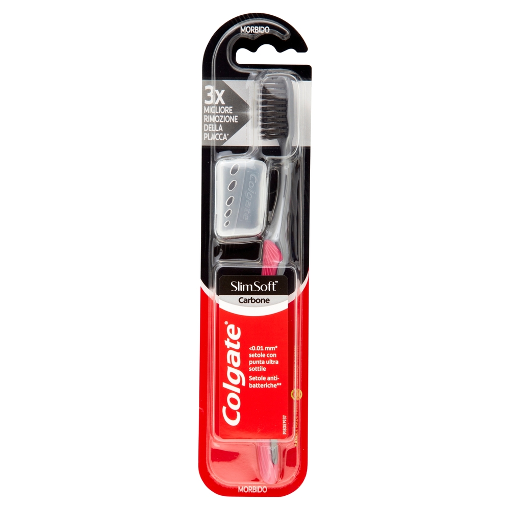 Colgate spazzolino Slim Soft al carbone pulizia profonda, morbido